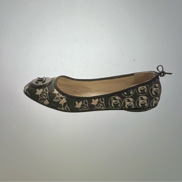 CHANEL Vintage Interlocking CC Logo pattern print green Ballet Flats - Picture 3 of 12
